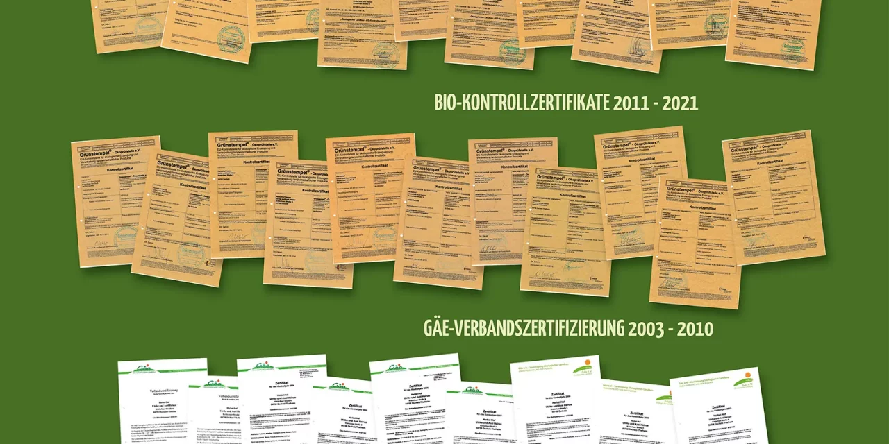 Bio-Kontrollzertifikate und GÄE-Verbandszertifizierung 2001 – 2021